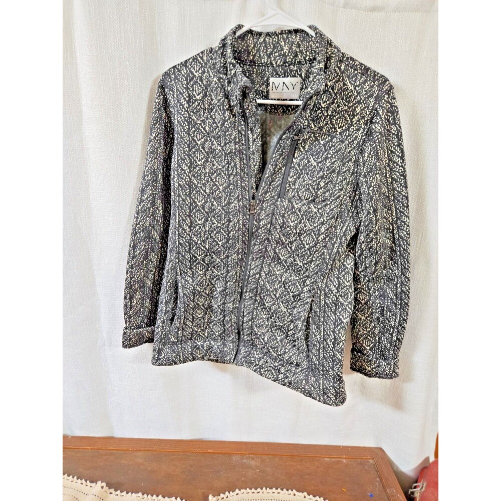 Marc New York Andrew Mark Size M  Jacket Black White 3 Pockets Zip Front